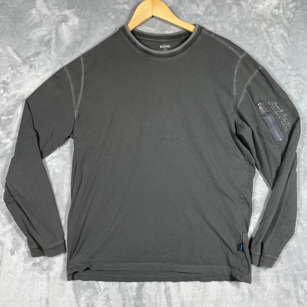 KUHL Wildfibre Mens Large Gray Organic Cotton Long Sleeve Sleeve Pocket Shirt